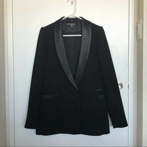 SOLD ZARA satin lapel double breasted blazer (M)